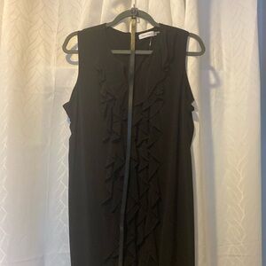 Calvin Klein Black Ruffle Front Dress